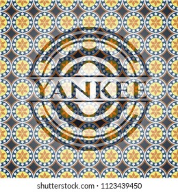 Yankee arabic badge background. Arabesque decoration.