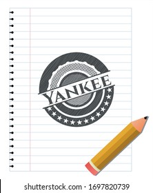 Yankee emblem draw with pencil effect. Vector Illustration. Detailed.