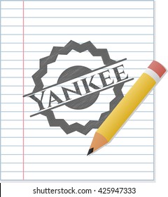 Yankee emblem with pencil effect