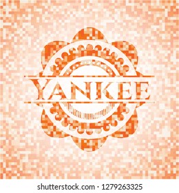 Yankee orange mosaic emblem with background