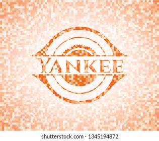 Yankee orange mosaic emblem with background