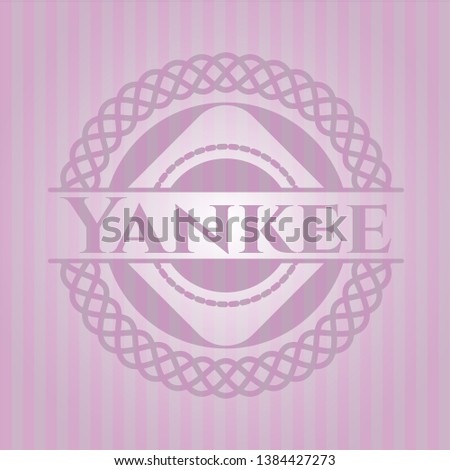 Yankee realistic pink emblem. Vector Illustration. Detailed.