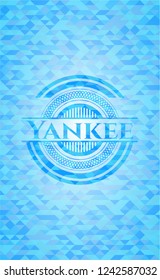 Yankee sky blue emblem with triangle mosaic background