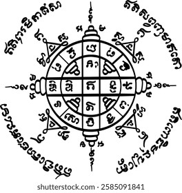 Yantra Crown of Buddha. Translation from Thai text: Buddha's enlightened mind and his teachings. It is a symbol of protection, good fortune, and spiritual guidance.