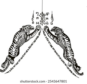 "YantSuea Phayong Det" é uma tatuagem tradicional tailandesa com a imagem de um tigre, simbolizando poder, coragem e proteção. O termo "Phayong Det" sugere a natureza feroz e majestosa do tigre.