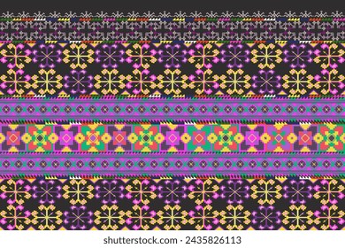 Yao hill tribe inspiration,embroidered ancient pattern,unique design,floral pattern,purple and pink tone,design for costume clothing,wrapping,textile,decoration