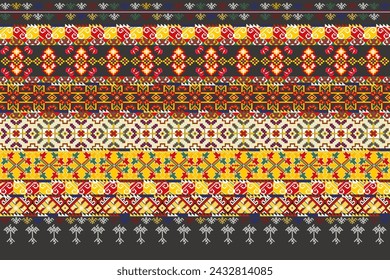 Yao hill tribe pattern,embroidered ancient pattern,unique design with 7 colored threads, floral patterned ,design for costume clothing,wrapping,textile,decoration