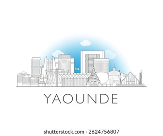 Yaounde, Cameroon cityscape illustration skyline drawing