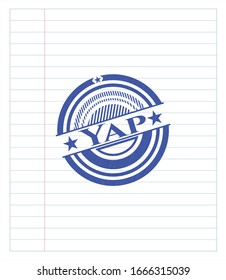 Yap draw (pen strokes). Blue ink. Vector Illustration. Detailed.