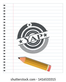 Yap drawn with pencil strokes. Vector Illustration. Detailed.