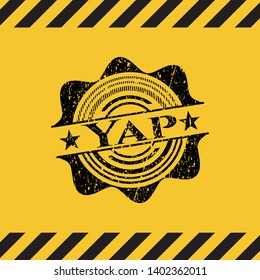 Yap inside warning sign, black grunge emblem. Vector Illustration. Detailed.