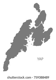 Yap Island map of Micronesia grey illustration silhouette shape