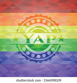 Yap lgbt colors emblem. Vector Illustration. Mosaic.