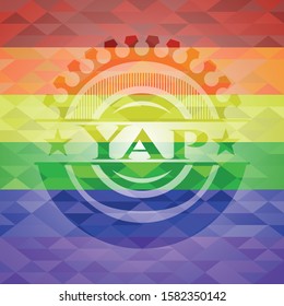 Yap lgbt colors emblem. Vector Illustration. Mosaic.