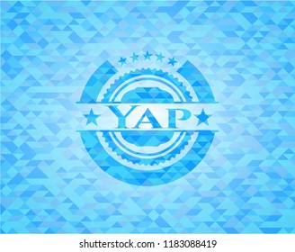 Yap light blue emblem with triangle mosaic background