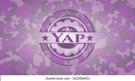Yap pink on camo pattern. Vector Illustration. Detailed.