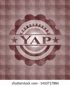 Yap red badge with geometric pattern. Seamless.