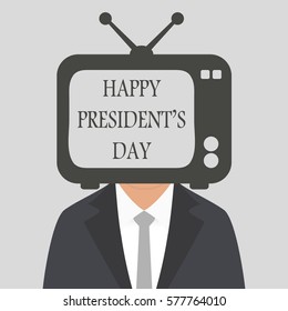 Yappy presidents day background. tv on mans had