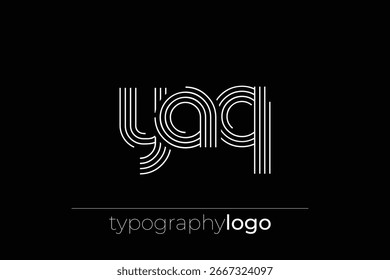 Logotipo de tipografía geométrica moderna YAQ. Composición moderna y elegante con una ilustración de logotipo de tipografía monocromática diseñada con líneas intrincadas.