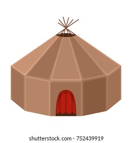 Yaranga northern home. Tent-like traditional mobile home for nomadic Northern people. Vector flat style cartoon illustration isolated on white background