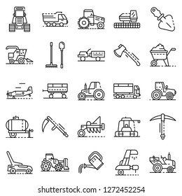 Yard equipment icon set. Outline set of yard equipment icons vector for web design isolated on white background