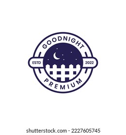 yard fence night badge vintage logo design 