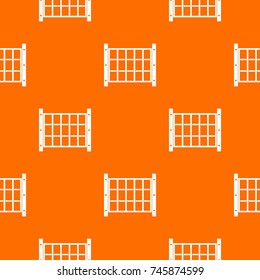 Yard fence pattern repeat seamless in orange color for any design. Vector geometric illustration