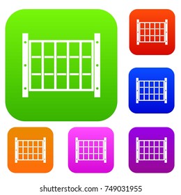 Yard fence set icon color in flat style isolated on white. Collection sings vector illustration