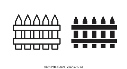 Yard icons in flat and line style set.