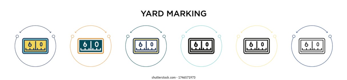 Yard marking icon in filled, thin line, outline and stroke style. Vector illustration of two colored and black yard marking vector icons designs can be used for mobile, ui, web