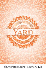 Yard orange mosaic emblem. Vector Illustration. Detailed.