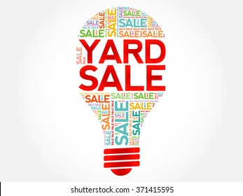 YARD SALE bulb word cloud, business concept background