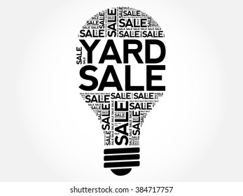 YARD SALE bulb word cloud, business concept background