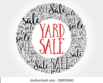 YARD SALE circle word cloud, business concept background