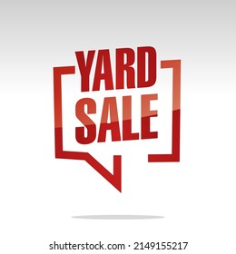 Yard Sale Info Graphic Sign Red White Isolated Button Sticker Label Icon