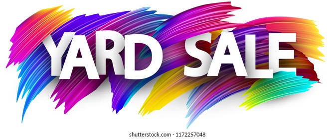 Yard sale poster. Colorful brush design. Vector background.