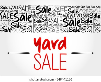 YARD SALE word cloud background, business concept