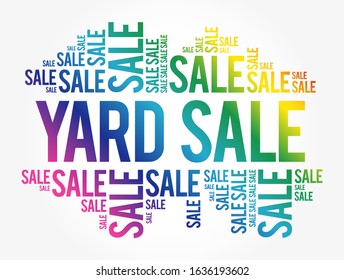 YARD SALE word cloud collage, business concept background