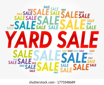 YARD SALE word cloud collage, business concept background