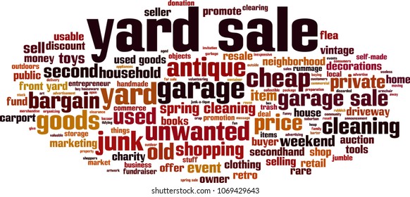 Yard sale word cloud concept. Vector illustration