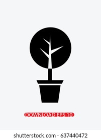 Yard tree in a pot icon, Vector