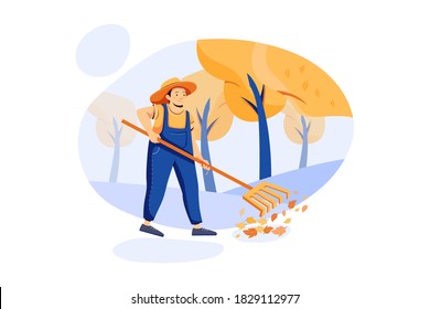 Yard Work service illustration isolated on white background.