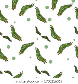 Yardlong Bean Vegetable Seamless Pattern would be perfect for fabric, textile, gift wrap, wallpaper, surface designer, background, backdrop, and ornament.