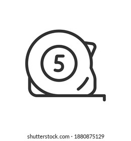 yardstick, five sign, linear icon. Editable stroke