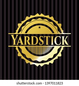 Yardstick gold emblem or badge. Vector Illustration. Detailed.