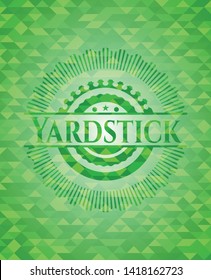 Yardstick green emblem with mosaic background. Vector Illustration. Detailed.