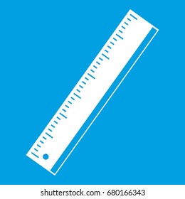 Yardstick icon white isolated on blue background vector illustration