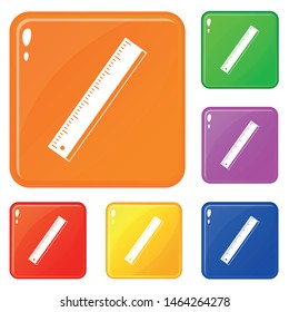 Yardstick icons set collection vector 6 color isolated on white background