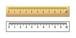Yardstick. Measuring Ruler Set.  Vector Clipart Isolated On White Background.