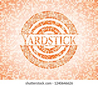 Yardstick orange mosaic emblem with background
